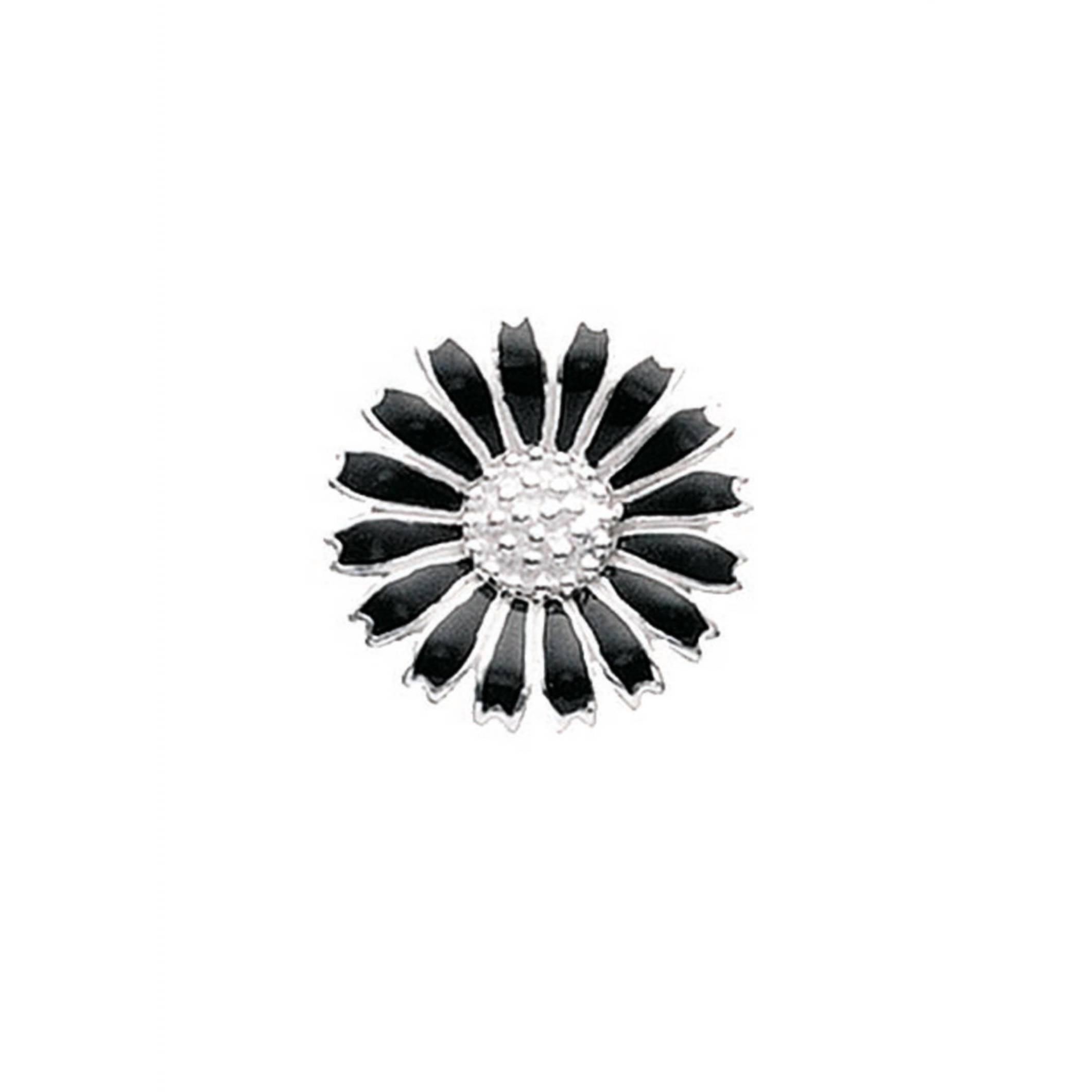 New Story Jewellery Women's Enamel Daisy, 15mm Button In Silver Black